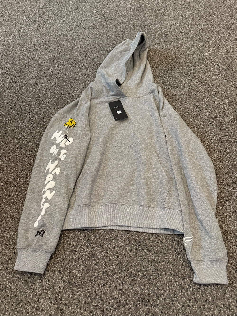 Fabletics Grey Graphic Hoodie Sweatshirt with Sleeve Print